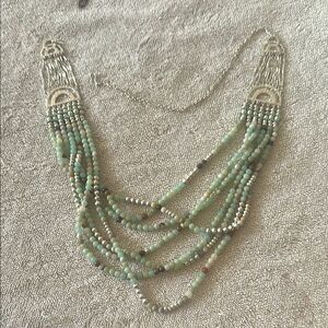 Elegant Green and Gold Multi-Strand Necklace